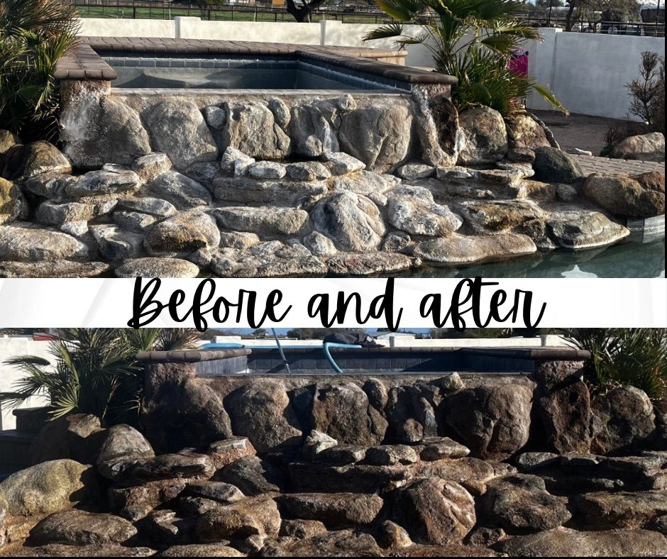 Calcium buildup removed from pool tile