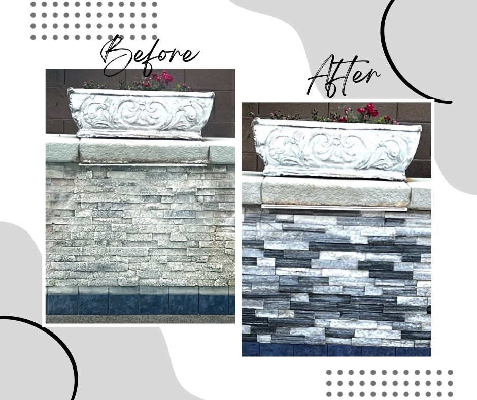 Pool tile before and after